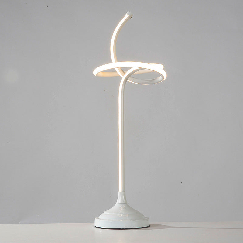 White Swirly Task Lighting Modernism LED Acrylic Night Table Lamp in Warm/White Light