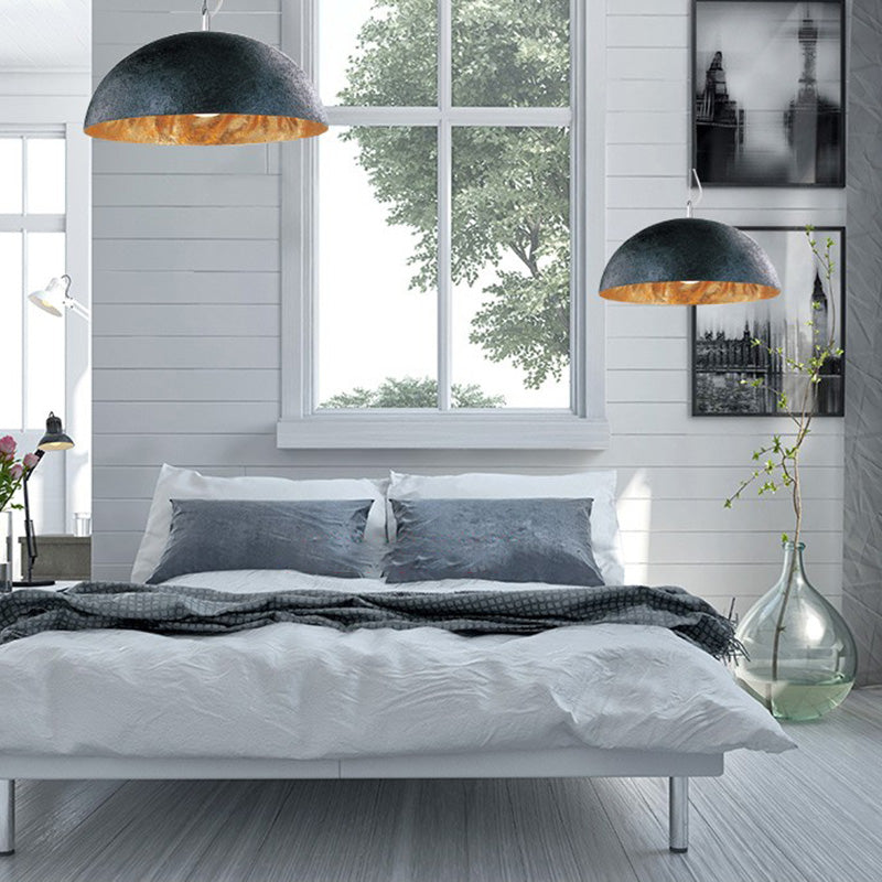 Metal Black Hanging Ceiling Light Dome Shaped Industrial Style Hanging Pendant Light