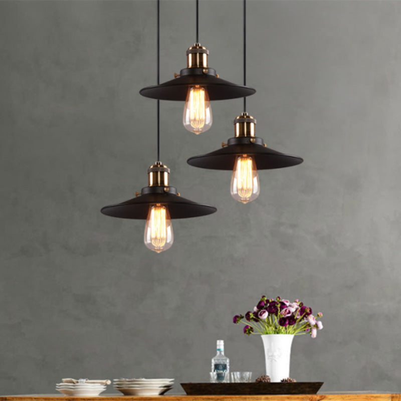 Metal Shaded Pendant Light Fixture Industrial Restaurant Ceiling Pendant Light in Black