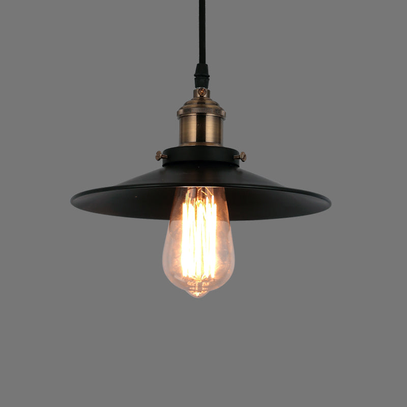 Metal Shaded Pendant Light Fixture Industrial Restaurant Ceiling Pendant Light in Black