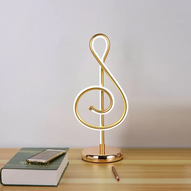 Minimalism Curved Task Lighting Acrylic LED Night Table Lamp in Gold, Warm/White Light