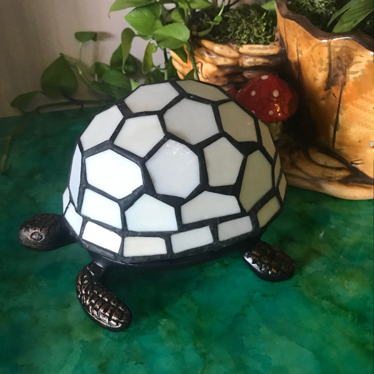 Turtle Nightstand Lamp Single-Bulb Stained Glass Tiffany-Style Table Light Ideas for Restaurant