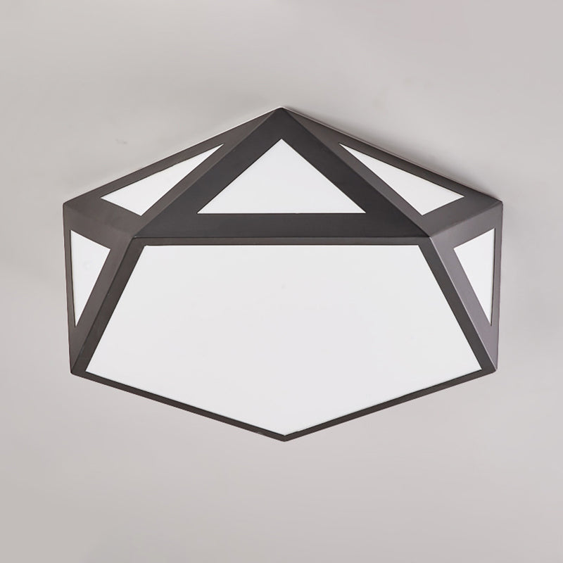 Plafonnier hexagonal en métal à montage encastré, luminaire LED simple à encastrer en noir