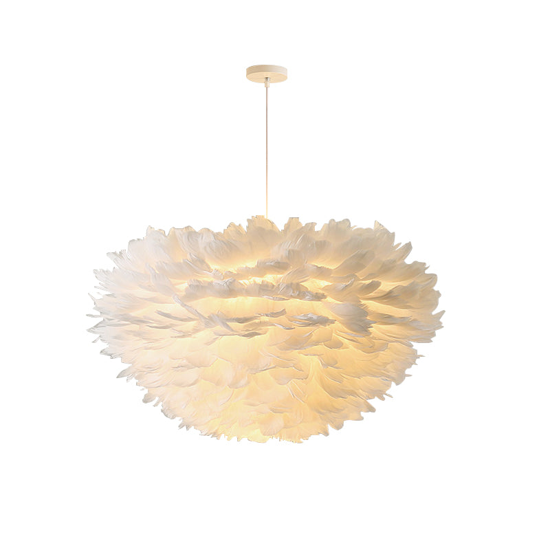 Multi-Head Chandelier Light Fixtures Modern Chandelier Pendant Light with White Feather Shade