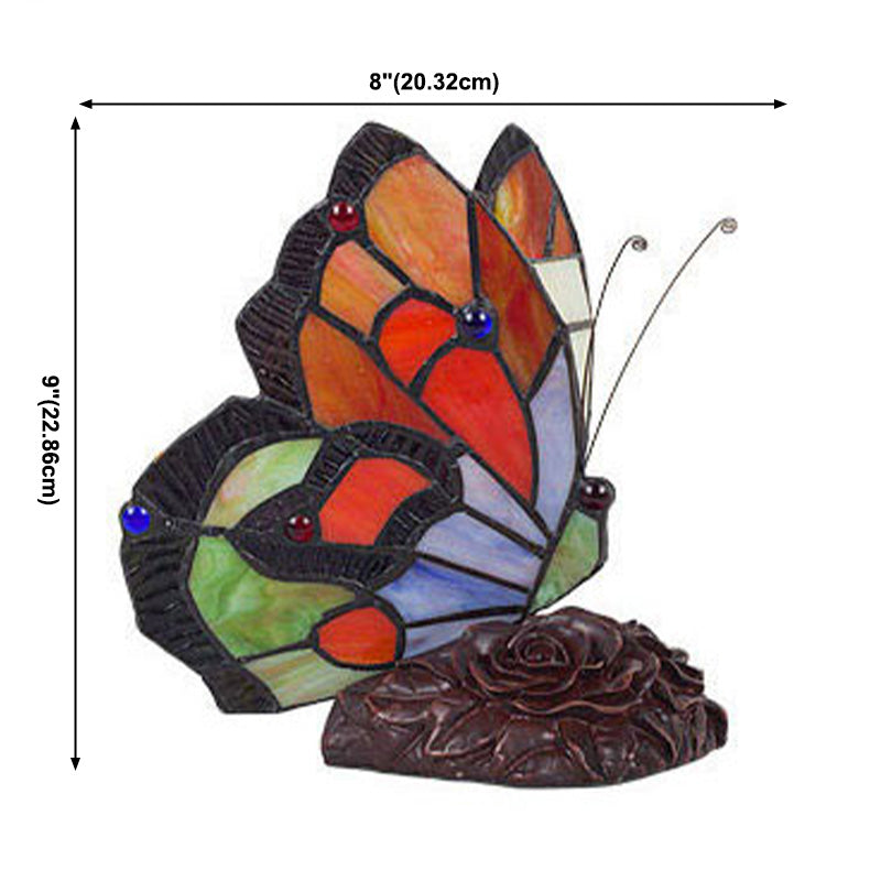 Handcrafted Art Glass Butterfly Table Lamp Tiffany-Style Night Table Lamp