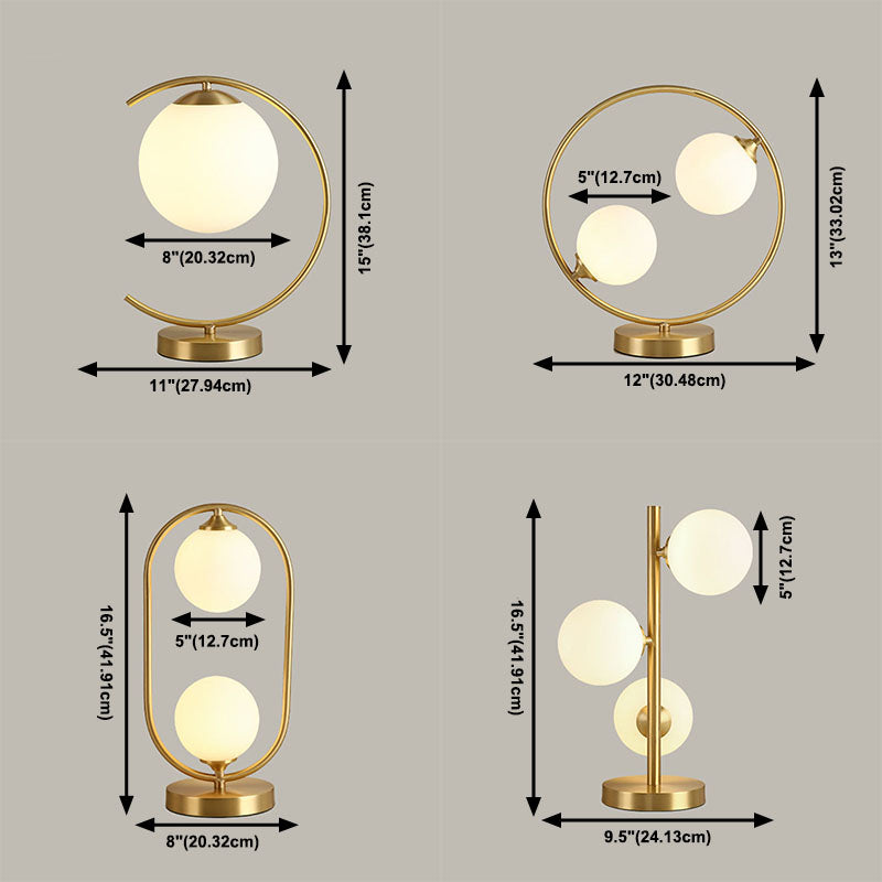 Lampe de bureau à balle en verre en laiton en laiton postmoderne pour les lampes de table de salon de chambre à coucher