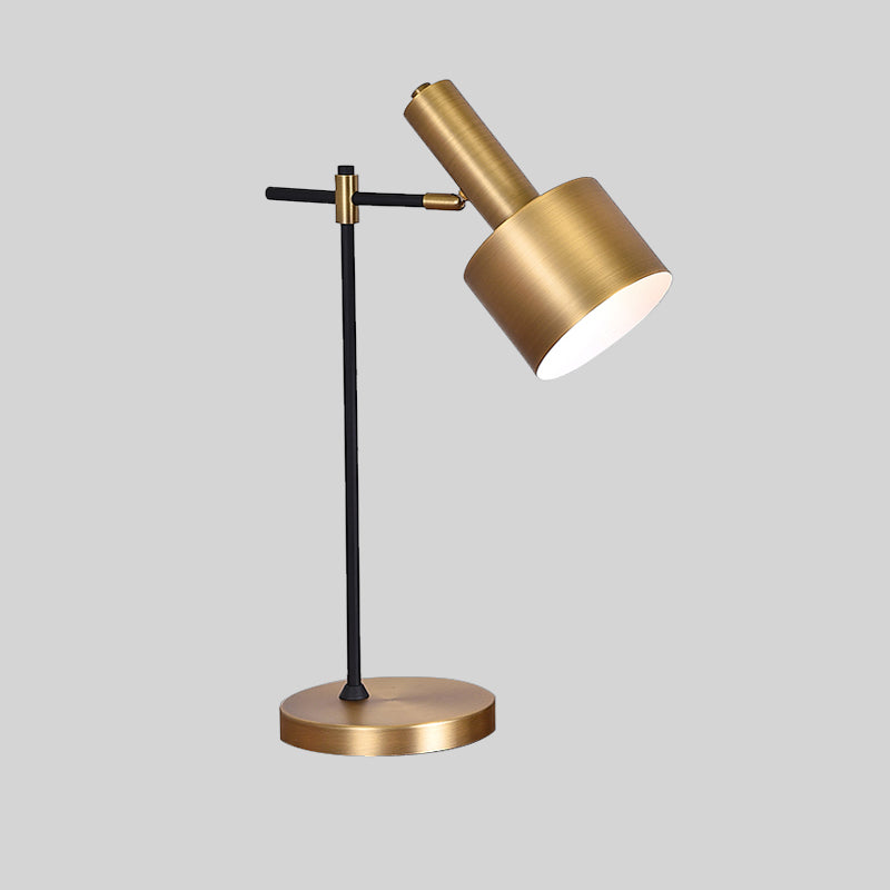 Cylindrical Bedroom Table Light Metal Simplicity Nights and Lamp in Gold