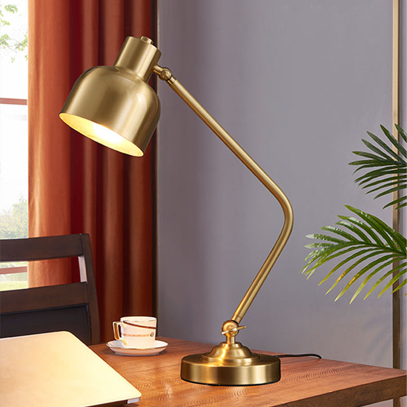 Metal Shaded Night Table Lamp Contemporary Style Coppery Table Light for Bedroom