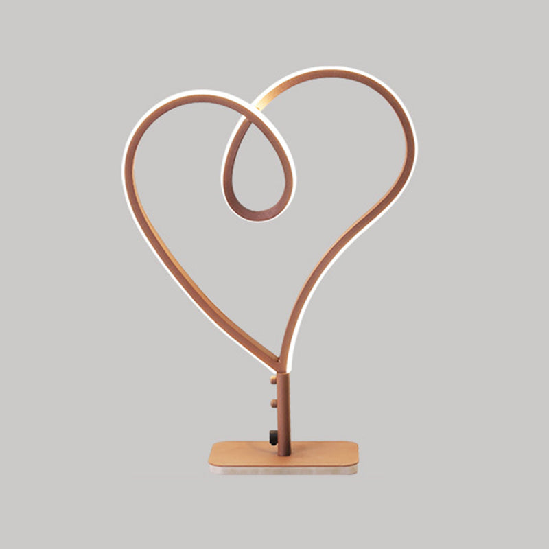 Heart Acrylic Task Lighting Contemporary LED Coffee Small Desk Lamp in Warm/White Light