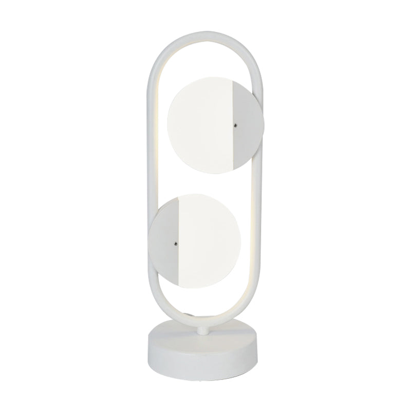 LED Circular Reading Book Light Contemporary Acrylic Night Table Lamp in White/Black, Warm/White Light