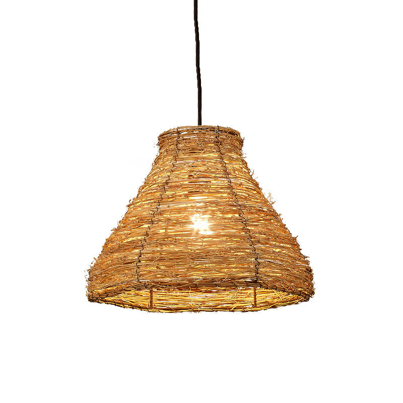 Bamboo Bell Hanging Light cinese 1 Testa Flaxen Apparecchio di illuminazione a sospensione per sala da pranzo