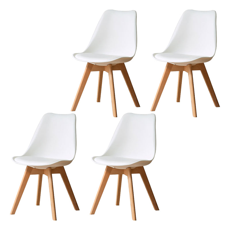 Glam Style Upholstered Armless Dining Chairs with Wooden Legs Side Chairs for Home Use