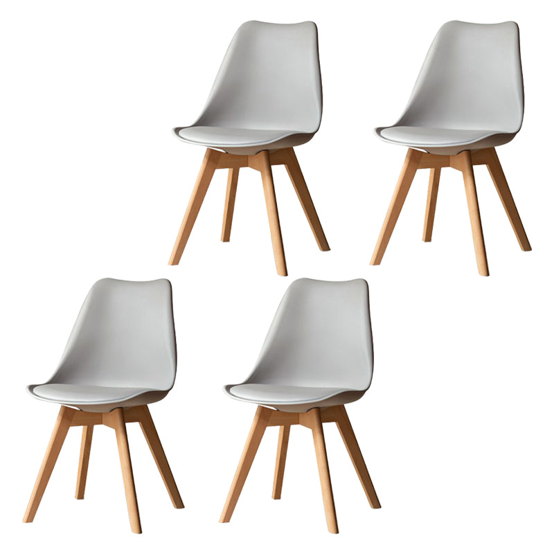 Glam Style Upholstered Armless Dining Chairs with Wooden Legs Side Chairs for Home Use