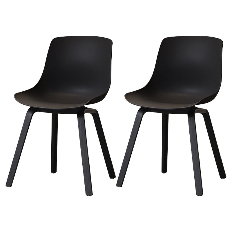 Contemporary Style Dining Room Chairs Solid Armless Chair with Wooden Legs