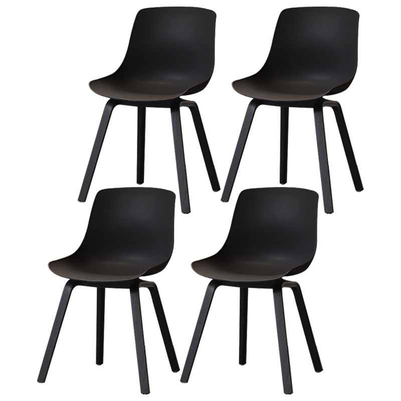 Contemporary Style Dining Room Chairs Solid Armless Chair with Wooden Legs