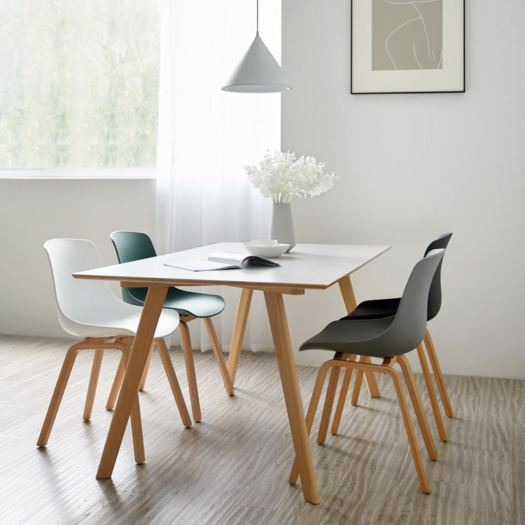 Contemporary Style Dining Room Chairs Solid Armless Chair with Wooden Legs