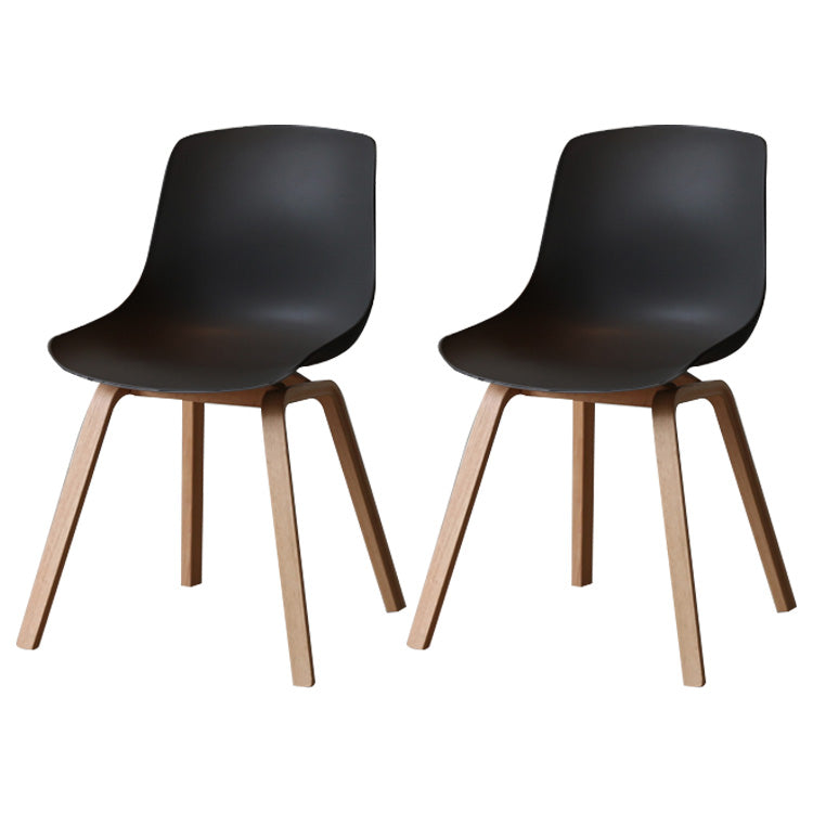 Contemporary Style Dining Room Chairs Solid Armless Chair with Wooden Legs