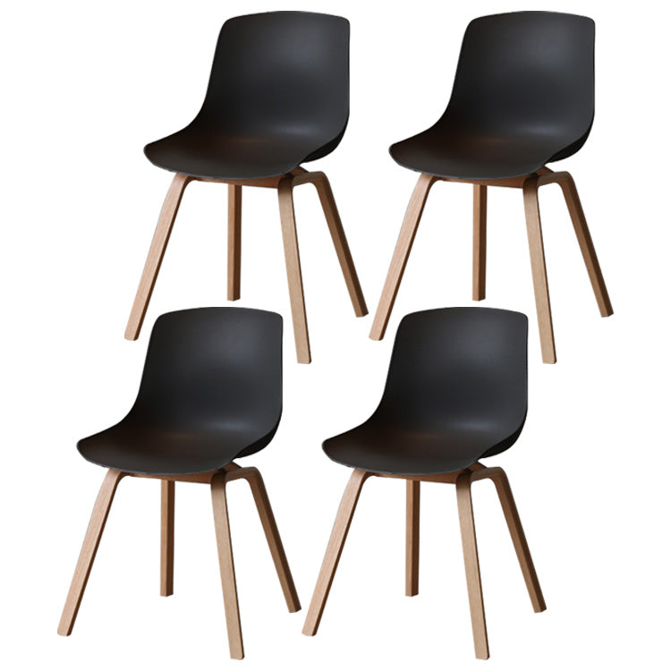 Contemporary Style Dining Room Chairs Solid Armless Chair with Wooden Legs