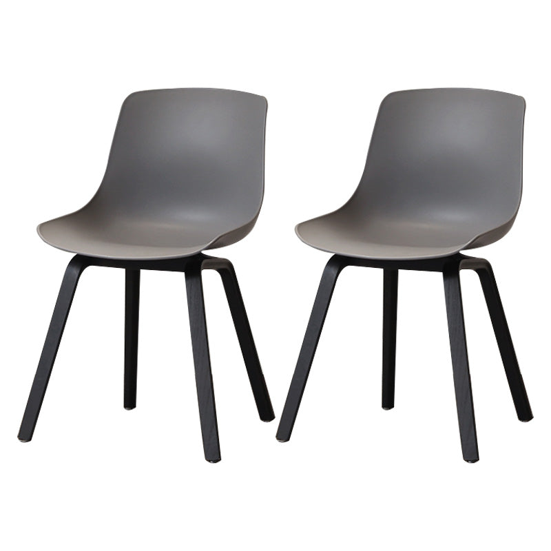 Contemporary Style Dining Room Chairs Solid Armless Chair with Wooden Legs