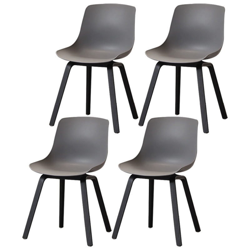 Contemporary Style Dining Room Chairs Solid Armless Chair with Wooden Legs