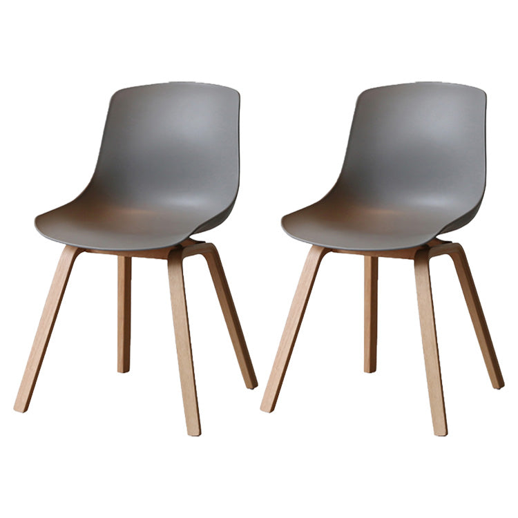 Contemporary Style Dining Room Chairs Solid Armless Chair with Wooden Legs