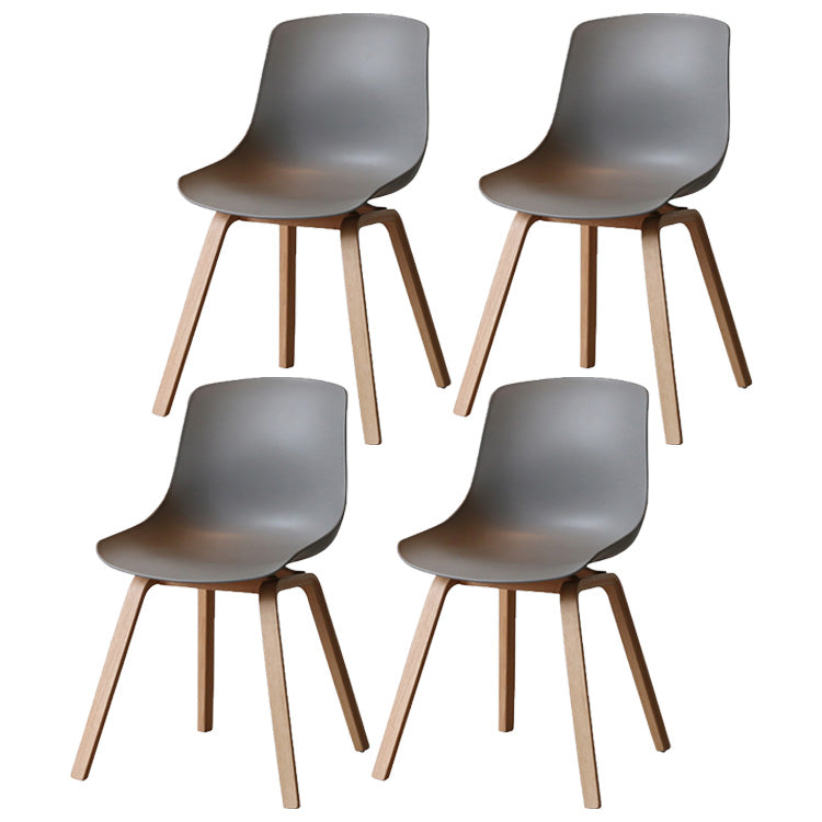 Contemporary Style Dining Room Chairs Solid Armless Chair with Wooden Legs