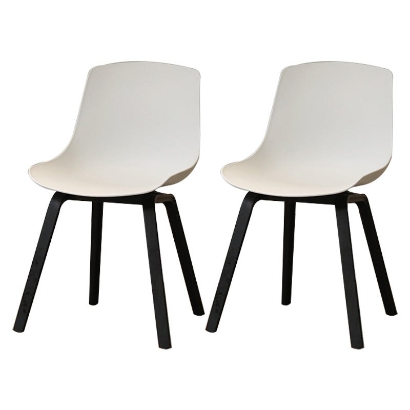 Contemporary Style Dining Room Chairs Solid Armless Chair with Wooden Legs