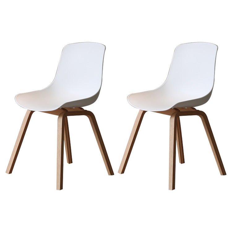 Contemporary Style Dining Room Chairs Solid Armless Chair with Wooden Legs