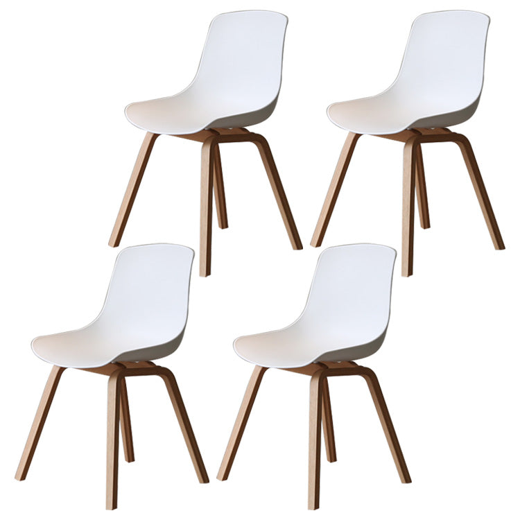 Contemporary Style Dining Room Chairs Solid Armless Chair with Wooden Legs