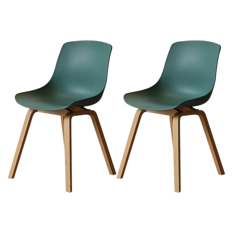 Contemporary Style Dining Room Chairs Solid Armless Chair with Wooden Legs