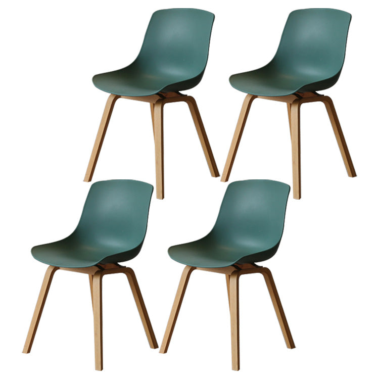 Contemporary Style Dining Room Chairs Solid Armless Chair with Wooden Legs