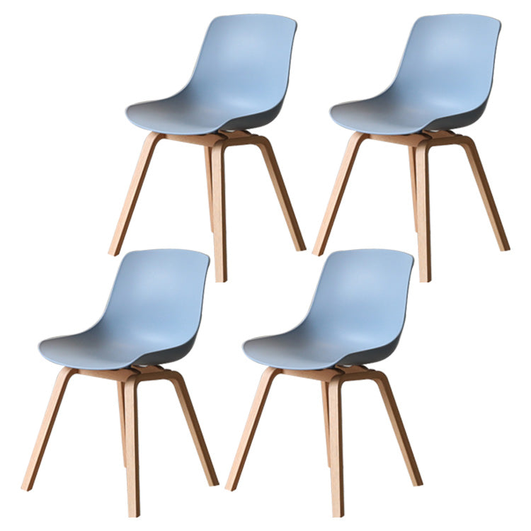 Contemporary Style Dining Room Chairs Solid Armless Chair with Wooden Legs