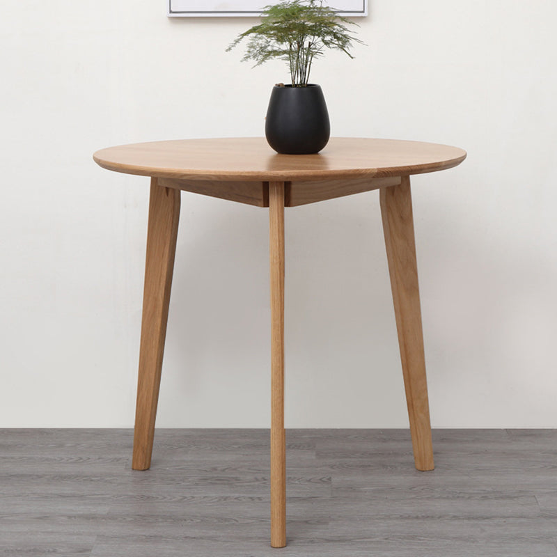 Contemporary Round Dining Room Table Oak Solid Wood Table for Home Use