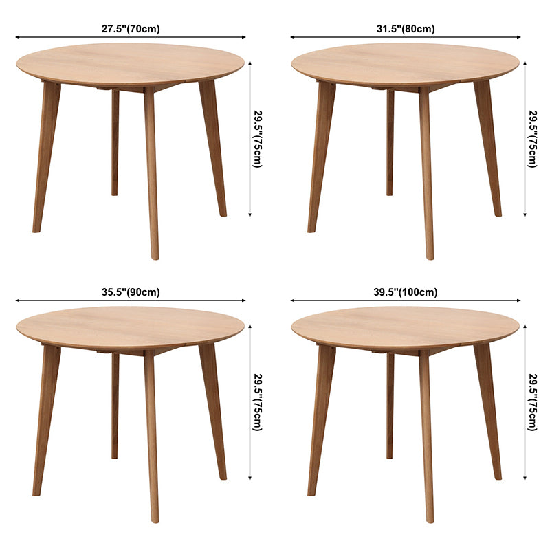 Contemporary Round Dining Room Table Oak Solid Wood Table for Home Use