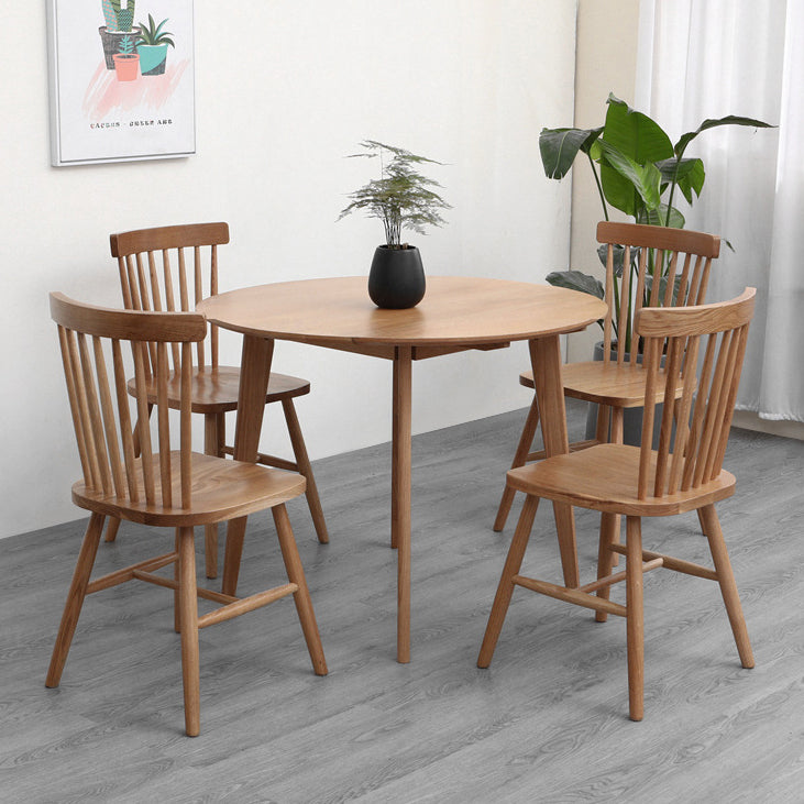 Contemporary Round Dining Room Table Oak Solid Wood Table for Home Use