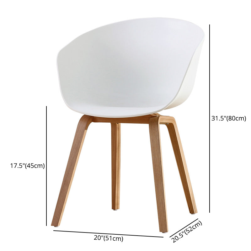 Contemporary Style Dining Room Chairs Solid Arm Chair with Wooden Legs