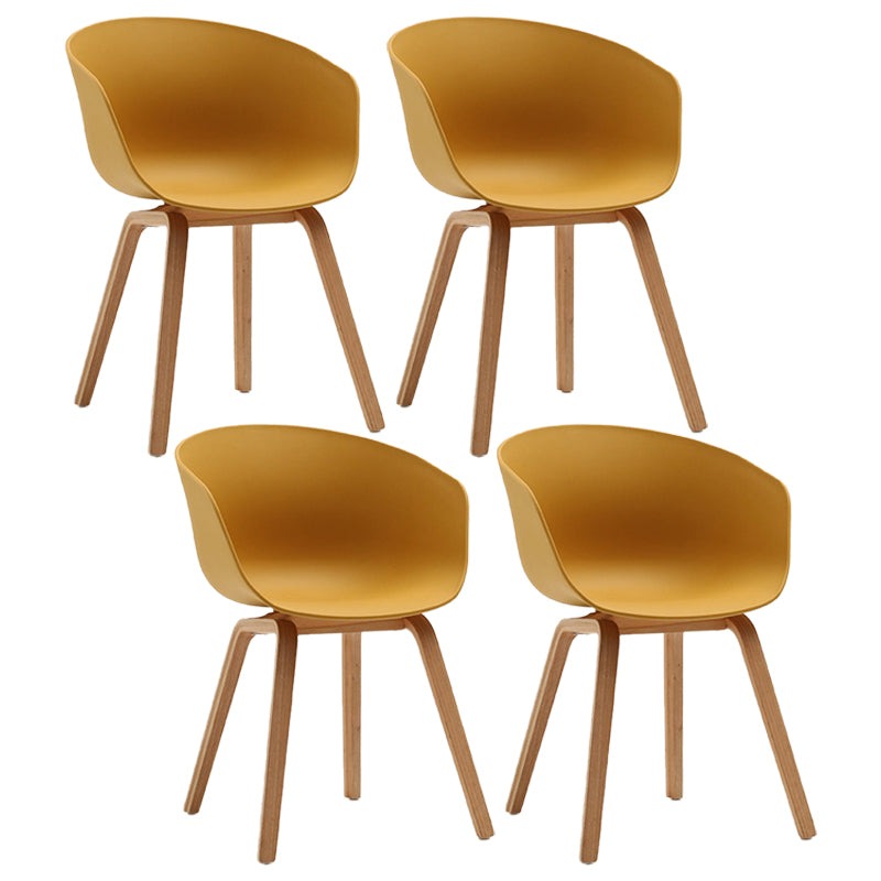 Contemporary Style Dining Room Chairs Solid Arm Chair with Wooden Legs