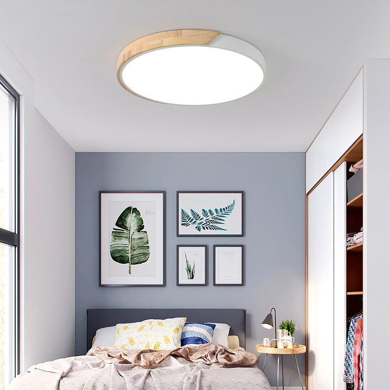 Circulaire Flush Lumière Macaron Acrylique Flush Mount Lighting for Bedroom in White