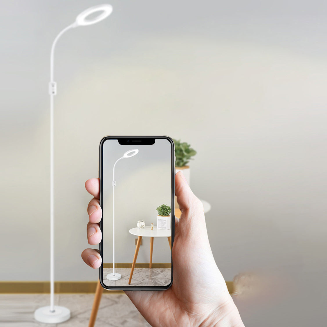 Blanc o ombre lampadaire simplicité acrylique LED debout lumière pour la salle d'étude