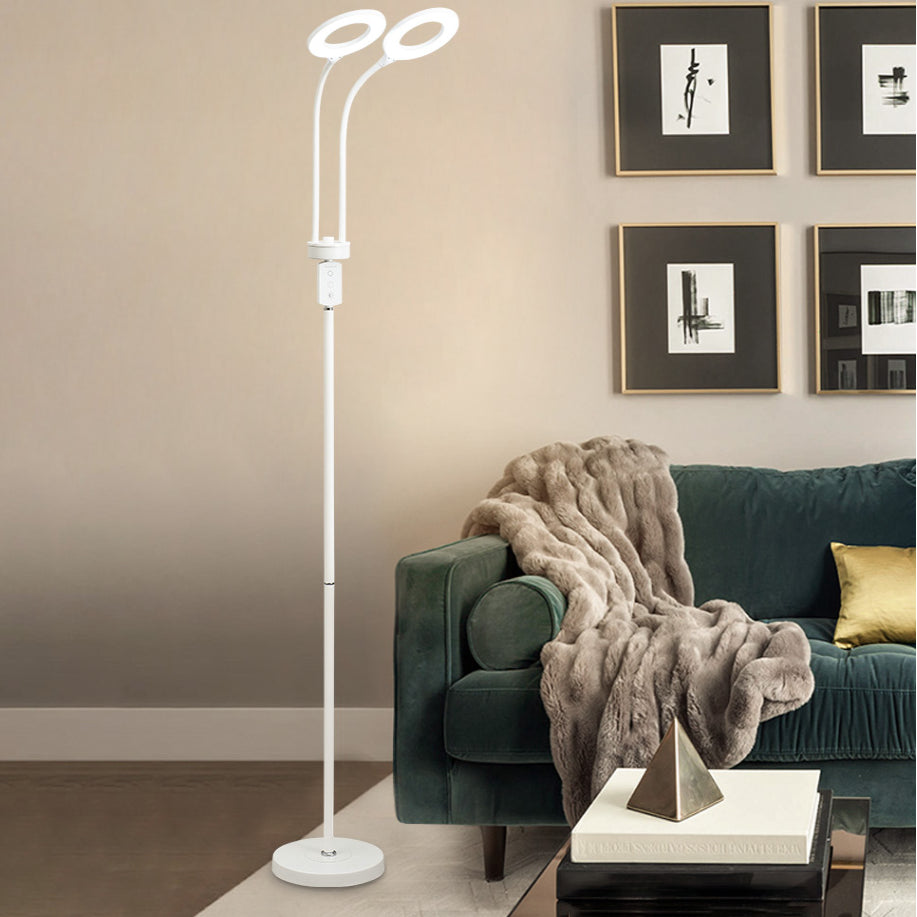 White O Shade Floor Lamp Simplicity Acrylic LED Standing Light for Study Room