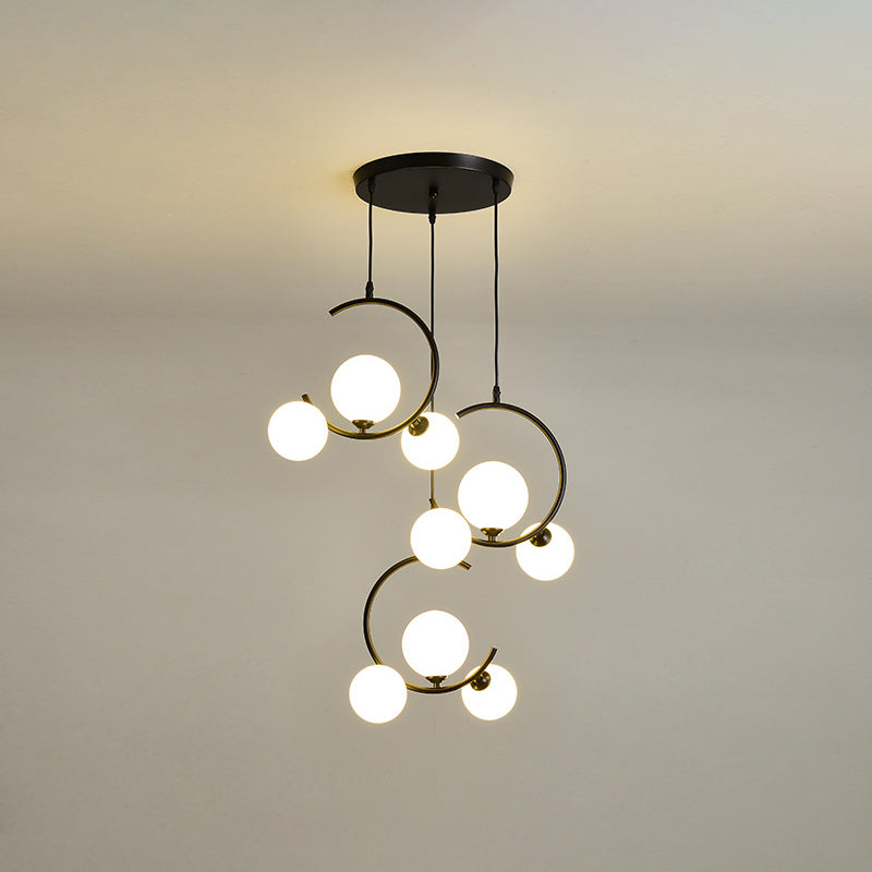 Glass Orbes Chandelier Pendant Modern Style Hanging Lightture pour salle à manger