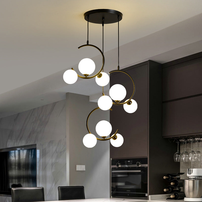 Glass Orbes Chandelier Pendant Modern Style Hanging Lightture pour salle à manger