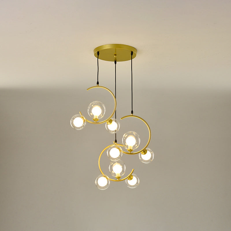 Glass Orbes Chandelier Pendant Modern Style Hanging Lightture pour salle à manger