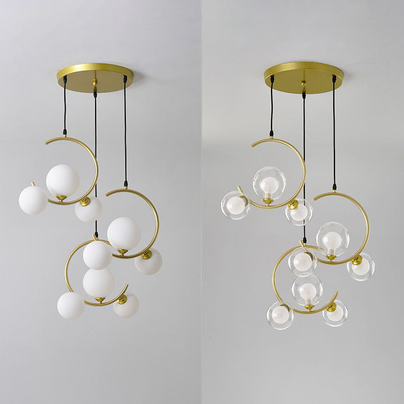 Glass Orbs Chandelier Pendant Modern Style Hanging Light Fixture for Dining Room