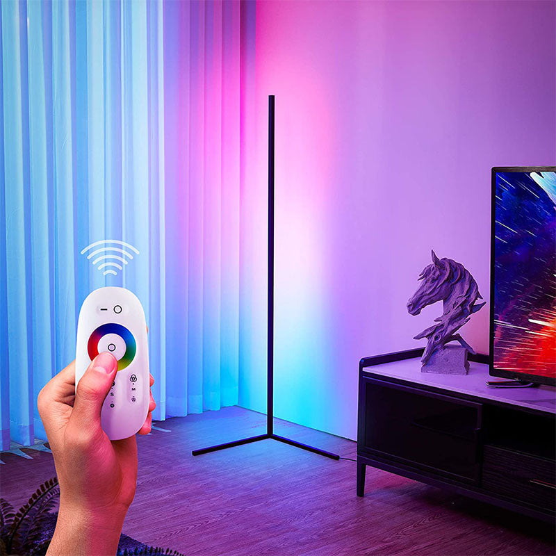 Metalen staafvormige hoek vloerlamp Minimalistisch RGB LED -vloer Standing Light