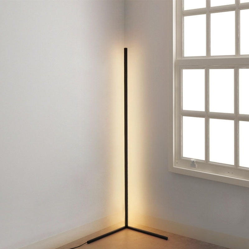 Metal Bar Shaped Corner Floor Lamp Minimalist RGB LED Floor Standing Light