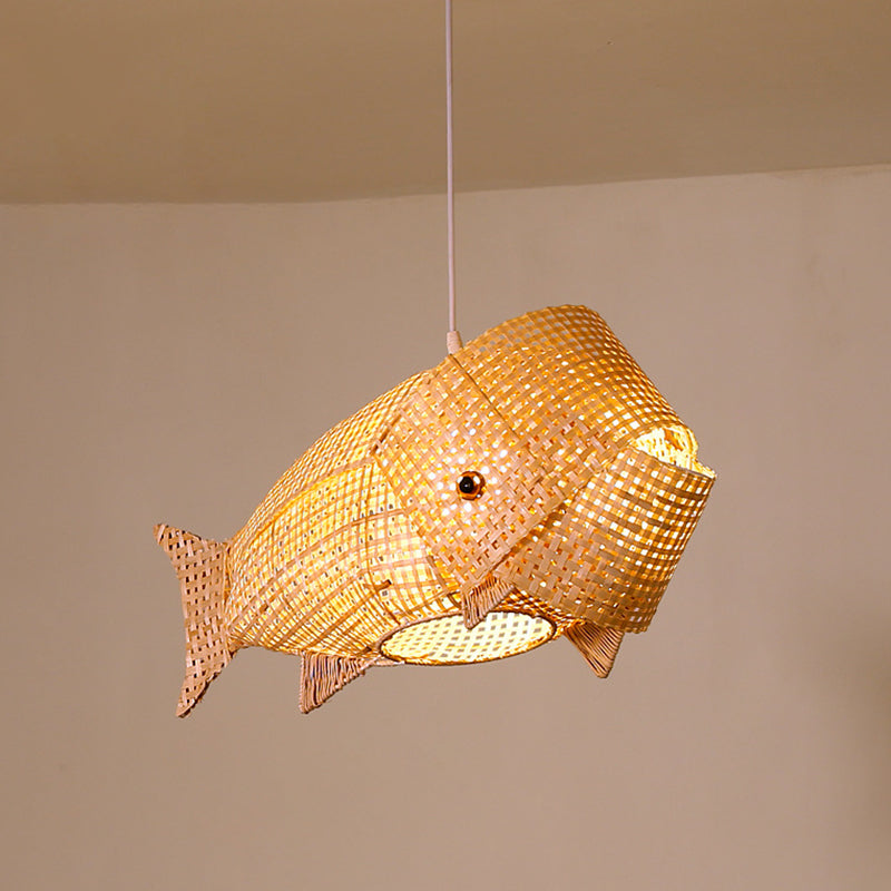 Luce a sospensione giapponese di bambù pesce creativo di pesce a 1 luci a sospensione del soffitto