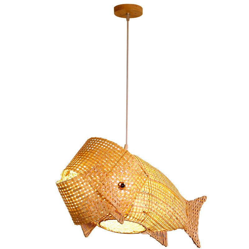 Luce a sospensione giapponese di bambù pesce creativo di pesce a 1 luci a sospensione del soffitto