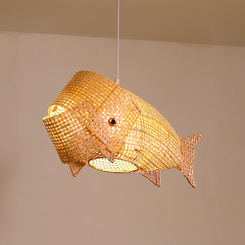 Luce a sospensione giapponese di bambù pesce creativo di pesce a 1 luci a sospensione del soffitto