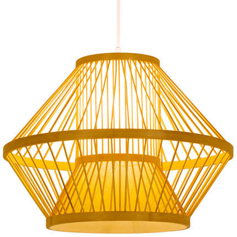 Bamboo Asia Luz colgante de 1 linda beige geométrica colgante de techo luz